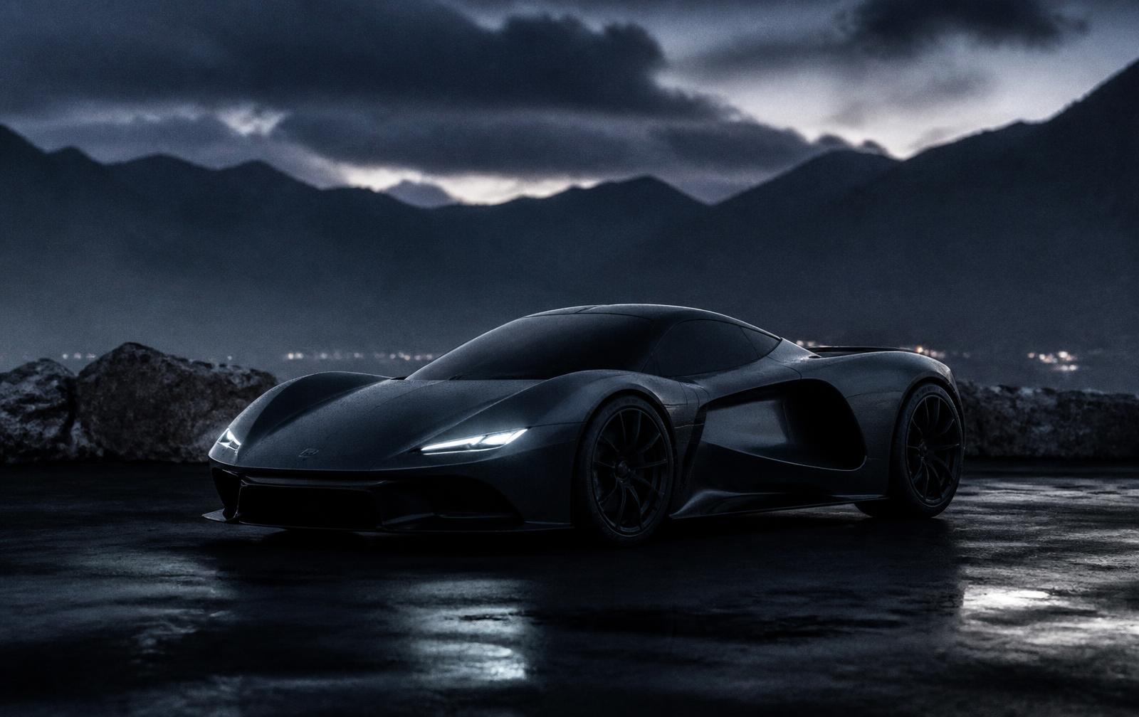 OBSIDIAN VELOX sur asphalte humide au crépuscule